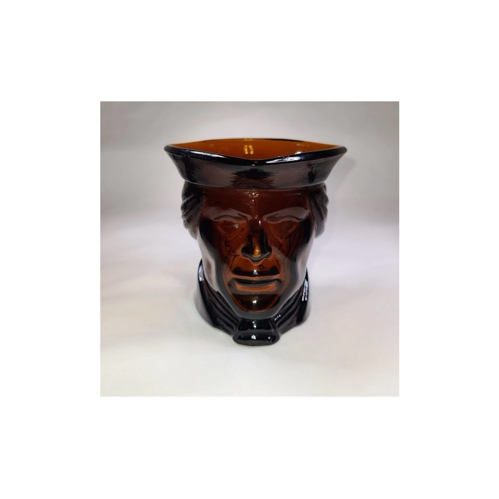 Vintage Bicentennial Avon Patriot Paul Revere Amber Glass Candle Holder 3.5"